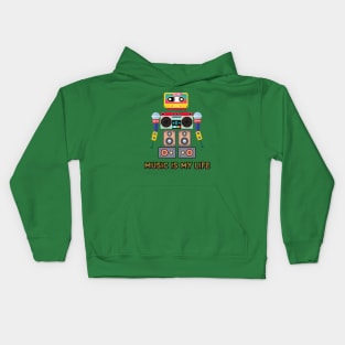 Music is my life,love music, robot Kids Hoodie